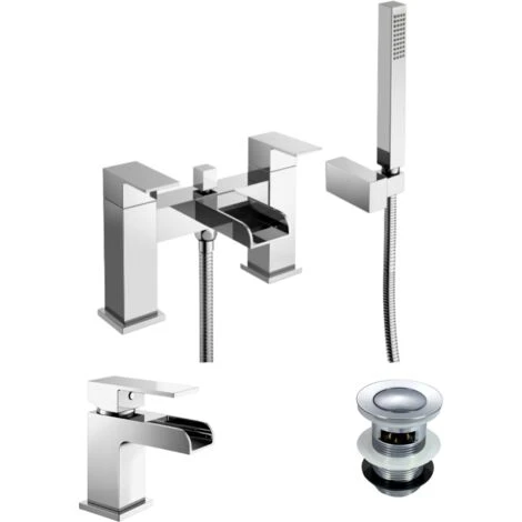 Ozone Basin Mixer & Bath Shower Mixer Tap Chrome