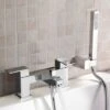 Aldo Modern Chrome Deck Mounted Bath Filler Tap With Shower Handset