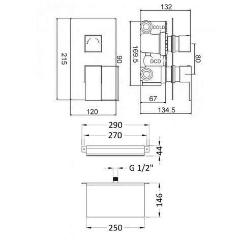 Hudson Reed Waterfall Bath Filler Spout With Concealed Shower Valve - Chrome - Image 2