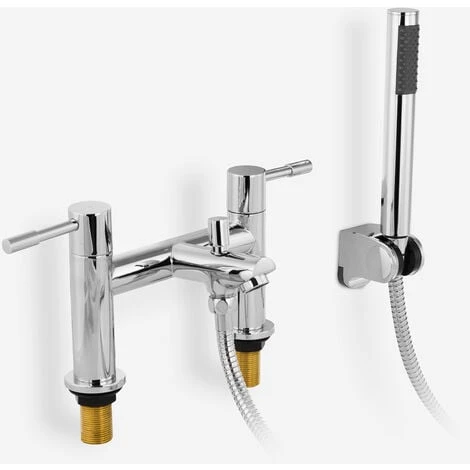 Blossom Modern Bridge Deck Mounted Bath Filler Shower Mixer Tap With Handheld Kit - Image 3