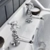 Edwardian Traditional Cross Head Chrome Hot & Cold Twin Basin Taps