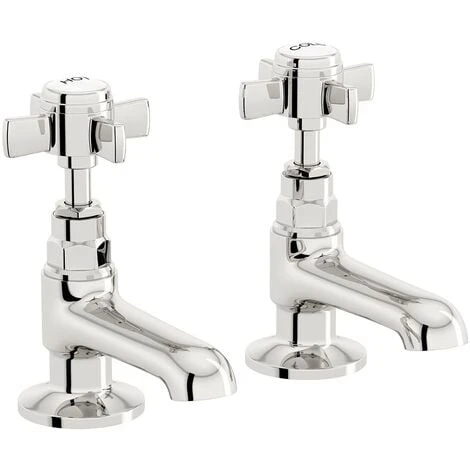 Edwardian Traditional Cross Head Chrome Hot & Cold Twin Basin Taps - Image 5