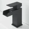 Modern Taps Basin Bathroom Sink Mono Mixer Waterfall Tap Lever Black Finish