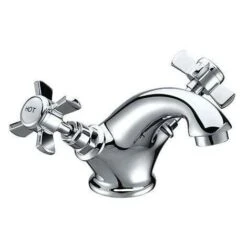 Edwardian Traditional Chrome Cross Head Design Basin Mono Mixer Tap