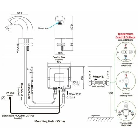 Sagittarius Infra-Red Arched Basin Mixer Tap Deck Mounted - Chrome - Image 2