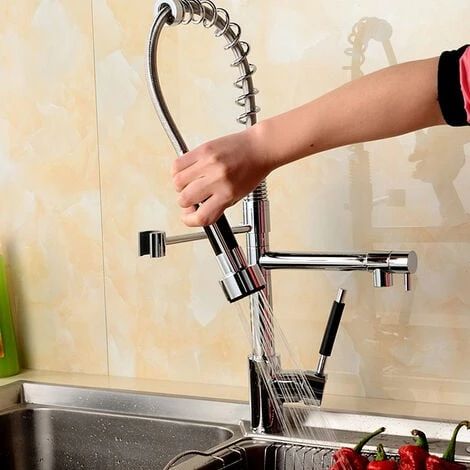 Modern Mono Monobloc Single Pull Out Spray Head T Kitchen Mixer Tap Hasaki - Image 5