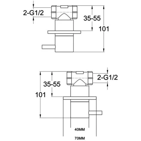 JTP Vos Lever Wall Valves Pair - Brushed Black - Image 2