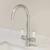 Sauber Traditional Mono Kitchen Sink Mixer Tap Twin Lever Handles Spout Chrome