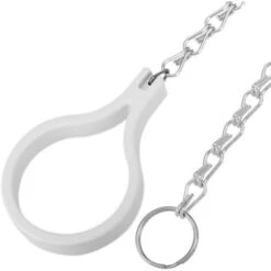 PrimeMatik - WC Cistern Handle With Chain And White Ring