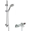 Nuie Reef Thermostatic Bath Shower Mixer With Slim Single Function Slider Rail Kit - Chrome