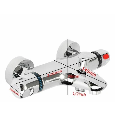 Thermostatic Shower Mixer Tap Bathroom Wall Valve Solid Chromed Brass - Image 2