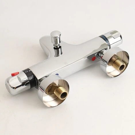 Thermostatic Shower Mixer Tap Bathroom Wall Valve Solid Chromed Brass - Image 3