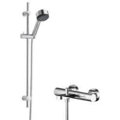 Hudson Reed Binsey Thermostatic Bath Shower Mixer With Linear Slider Rail Kit - Chrome