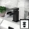Ozone Contemporary Bathroom Matte Black Basin Mono Mixer Tap & Free Waste