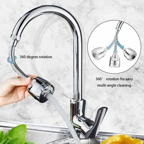 LangRay Water Saving Filter Tip, 360 Degree Movable Kitchen Faucet Head, 2 Modes Adjustable Shower Head Filter Sprayer For Kitchen Bathroom (Silver) - Image 4