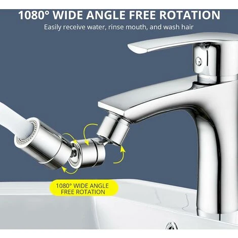 1080 ° Swivel Faucet Aerator, 4-Layer Net Dual Joint Head Nozzle Filter, 2 Modes Adjustable Wide Angle Head Aerator Faucet For Bathroom Kitchen SOEKAVIA - Image 2