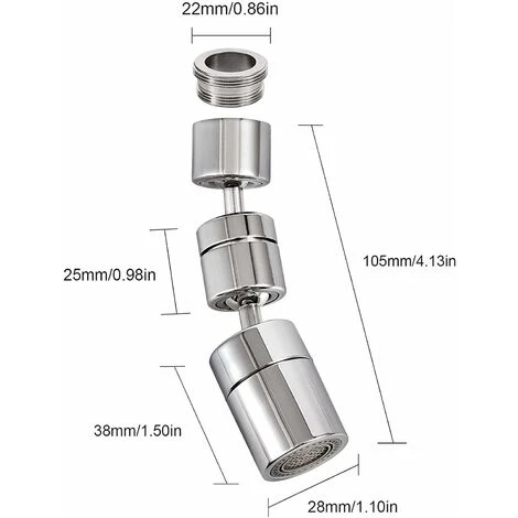 1080 ° Swivel Faucet Aerator, 4-Layer Net Dual Joint Head Nozzle Filter, 2 Modes Adjustable Wide Angle Head Aerator Faucet For Bathroom Kitchen SOEKAVIA - Image 4