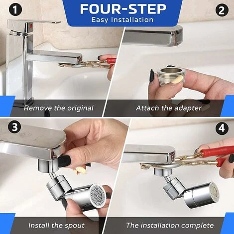 1080 ° Swivel Faucet Aerator, 4-Layer Net Dual Joint Head Nozzle Filter, 2 Modes Adjustable Wide Angle Head Aerator Faucet For Bathroom Kitchen SOEKAVIA - Image 5