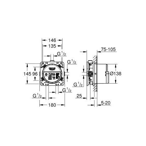 Grohe Rapido SmartBox Universal Concealed Body 1/2" (35600000) - Image 2