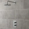Nuie Quest Twin Thermostatic Concealed Shower Valve With Fixed Shower Head - Chrome