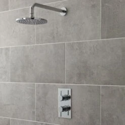 Nuie Quest Twin Thermostatic Concealed Shower Valve With Fixed Shower Head - Chrome