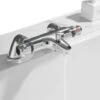 Thermostatic Bath Shower Mixer Valve Deck Mounted With Legs, Solid Brass Body Chrome Plated, Easy To Control Water Flow And Temperature From 30-45°C, Safety Button Temperature 38°C