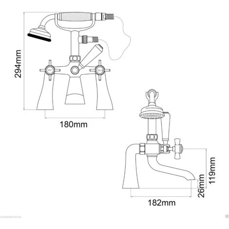 Edwardian Traditional Freestanding Chrome Bath Shower Mixer Tap With Handheld Kit - Image 5