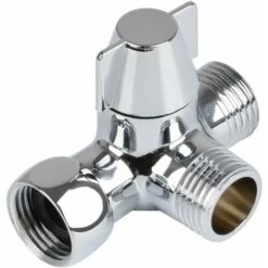 LangRay 3-Way Diverter Shower Valve Switch, Solid Brass, Thread (12.7mm), Polished Chrome (PV8)