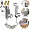 Thermostatic Mixer Bidet Shower Spray Kit Tap, Brass Chrome Sprayer With Dual Control For Water Flow And Water Temperature 20-48℃, Safety Lock 38℃ Anti-Scald For Bidet Toilet Pet Shower Washing