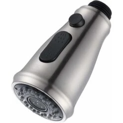 Kitchen Tap Spray Head, 3 Modes Taps Aerator With Control Button Anti-Splash Universal G 1/2 Pull Out Sink Tap Sprayer Attachment Water Saving, Nickel Brushed