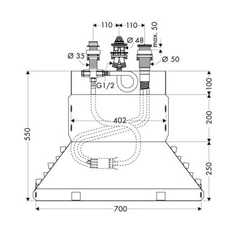 Hansgrohe Basic Set For 3-hole Rim-mounted Single Lever Bath Mixer With Secuflex (13437180) - Image 2