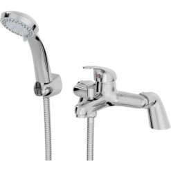 Modern Bathroom Curved Bath Shower Filler Mixer Tap Brass Deck Mounted With Shower Handset And Hose Single Lever Chrome