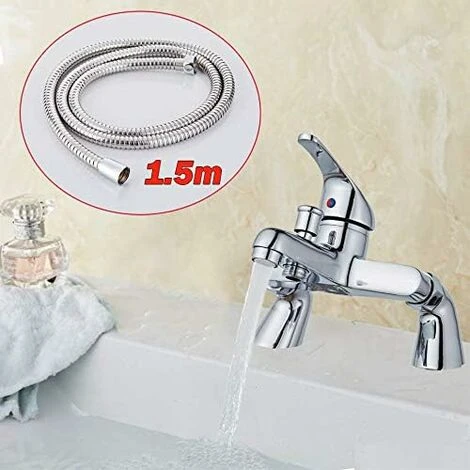 Modern Bathroom Curved Bath Shower Filler Mixer Tap Brass Deck Mounted With Shower Handset And Hose Single Lever Chrome - Image 3