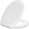 Toilet Seat, Soft Close Toilet Seat White With Quick Release For Easy Clean, Top Fixing, Stay Tight Toilet Lid Oval Shape, Heavy Duty Urea-Formaldehyde Anti-Bacterial Material