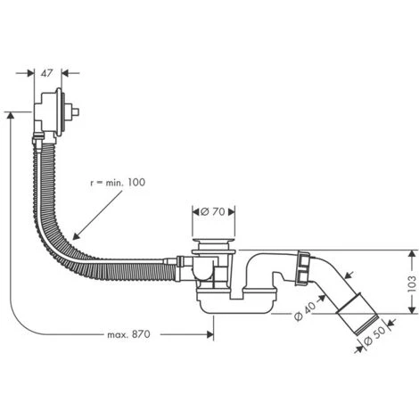 Hansgrohe Flexaplus Basic Set For Waste And Overflow Set For Large Bathtubs (58141180) - Image 2