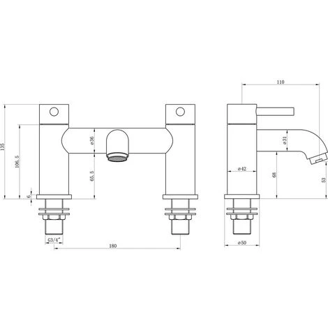 Aquarius Zanelli Bath Filler Brushed Brass AQ3064 - Image 2