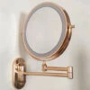 8'' Wall Mounted Mirror LED Magnification, USB Rechargeable With 1X/10X，gold