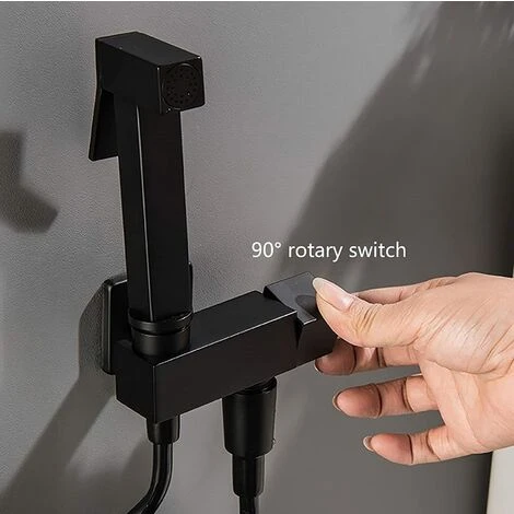 Toilet Spray Kit, Black Brass Hand Held Bidet Sprayer Bidet Sprayer Wall Mounted Toilet Sprayer Complete Kit G1/2 - Image 4