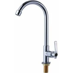 Cold Water Sink Faucet Single Handle One Hole High Arc Deck Mount Stainless Steel Bar Faucet For Kitchen Garden Outdoor RV Easy Installation Chrome