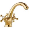 Traditional Victorian Integral Basin Faucet Vintage Double Cross Handle Bathroom Faucet, Gold