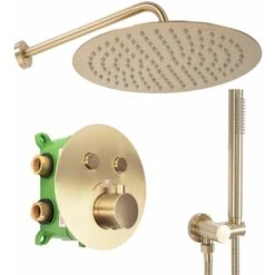 Concealed Thermostatic Shower Set Rea Lungo Miler Brush Gold + Box