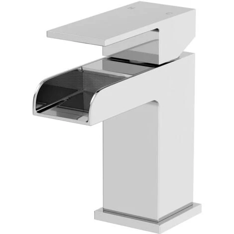 Waterfall Bathroom Basin Mono Mixer Tap Bath Mixer Tap Set Chrome Lever Modern - Image 2