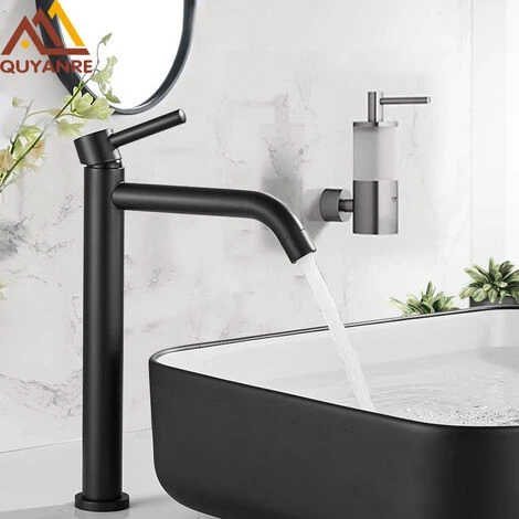 Black Chrome Basin Faucet, Tall Slim Basin, Bathroom Faucet, Single Cold Water Faucet, Sink Crane Bathroom Faucet