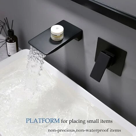 Shower Mixer Tap Wall Mounted Bathroom Faucet Black Bathroom Wall Mounted Basin Faucet Brass Wall Mounted Waterfall Faucet - Image 2