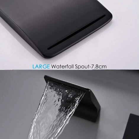 Shower Mixer Tap Wall Mounted Bathroom Faucet Black Bathroom Wall Mounted Basin Faucet Brass Wall Mounted Waterfall Faucet - Image 3
