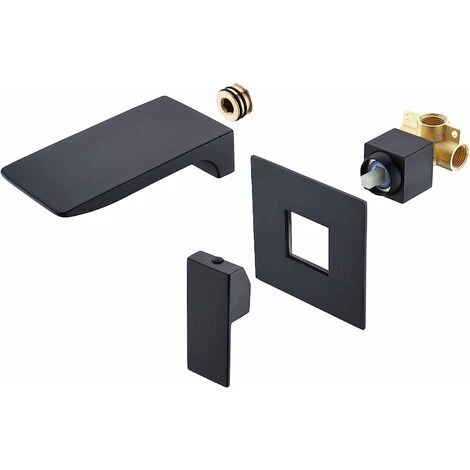 Shower Mixer Tap Wall Mounted Bathroom Faucet Black Bathroom Wall Mounted Basin Faucet Brass Wall Mounted Waterfall Faucet - Image 4