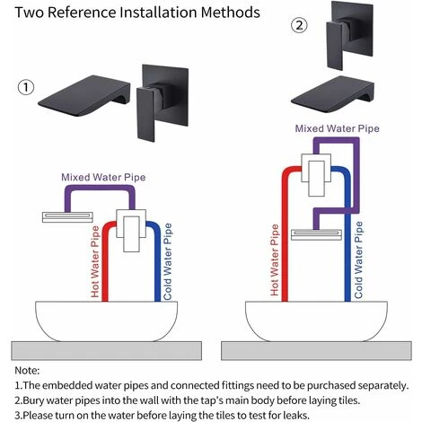 Shower Mixer Tap Wall Mounted Bathroom Faucet Black Bathroom Wall Mounted Basin Faucet Brass Wall Mounted Waterfall Faucet - Image 5