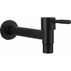 Mop Pool Faucet, Black Wall Mount Faucet, Wall Tap, Cold Water Faucet, Bathroom, Sink, Balcony, Kitchen Stainless Steel Water Saving Faucet (Black)