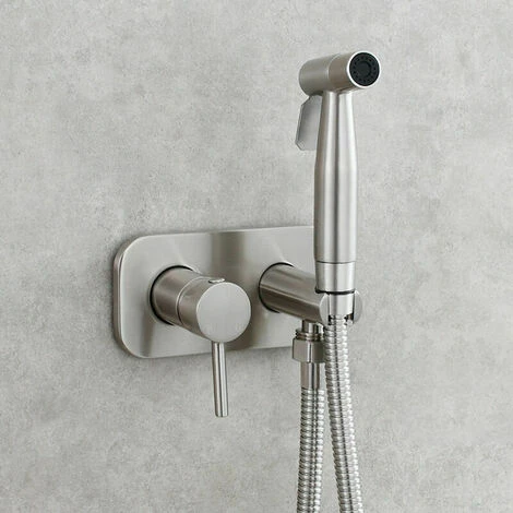 Toilet Spray Kit,Toilet Bidet Sprayer, Bidet Shower Sprayer Kit Brass Mixer Tap Wall Mounted Silver