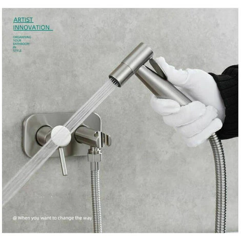 Toilet Spray Kit,Toilet Bidet Sprayer, Bidet Shower Sprayer Kit Brass Mixer Tap Wall Mounted Silver - Image 4